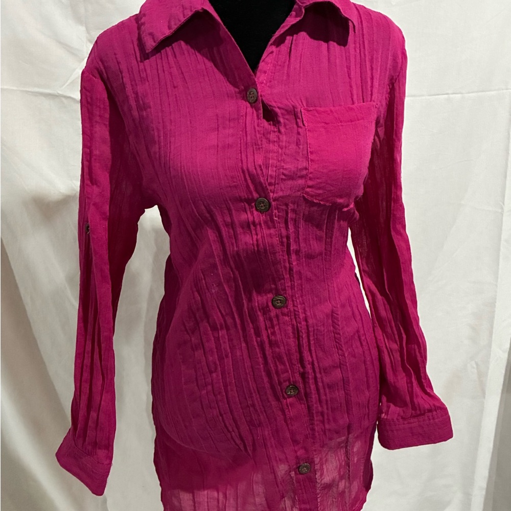 Elegant Fuchsia Button-Down Shirt for Women